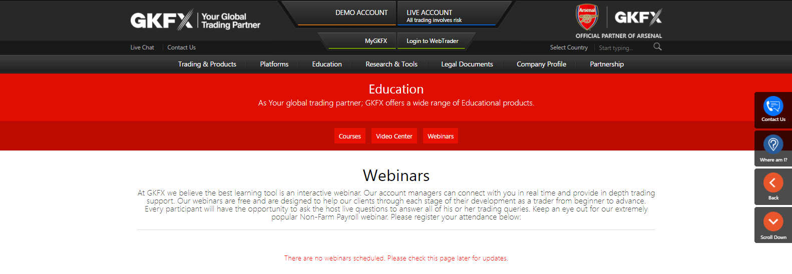 GKFX lack of webinars